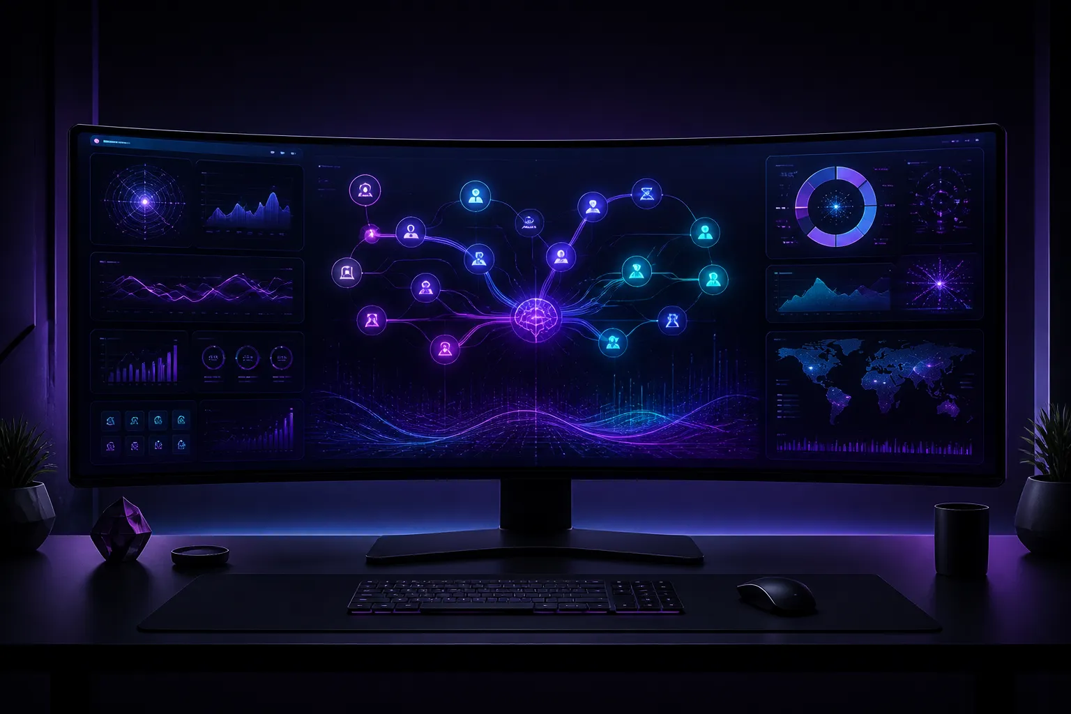 Protolabai AI ecosystem dashboard showing automated marketing workflows